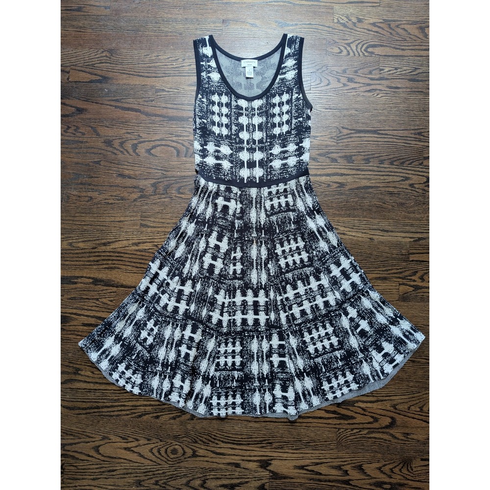 Carmen Marc Valvo Tank Dress Women's Size S Small Knit Fit & Flare Blue & White